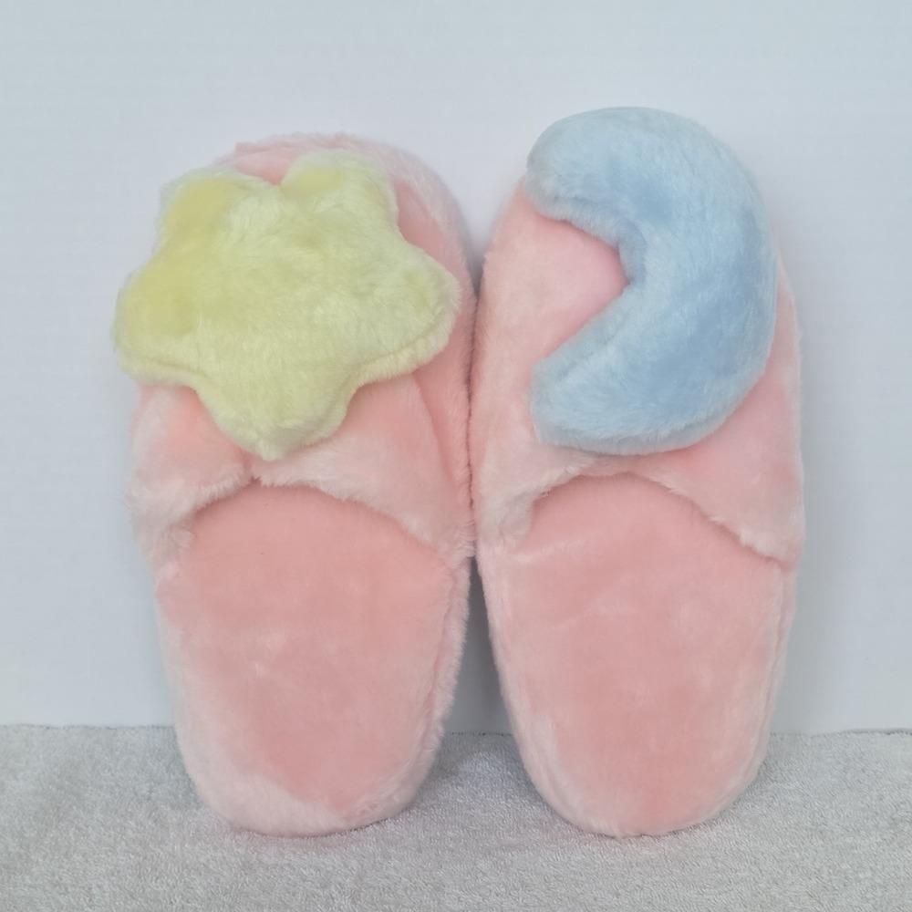 L.L. Bean Moon & Star Plush Slippers Womens 5-6 Vintage